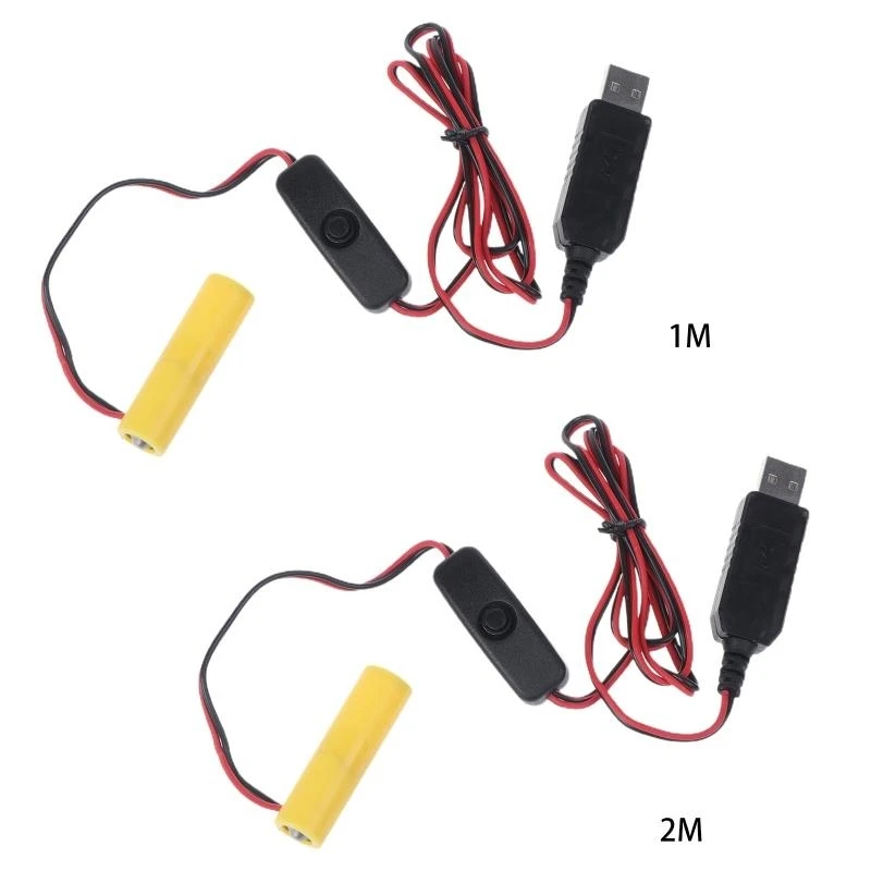 USB-Powered AA Battery Replacement Adapter with Switch for Toothbrush, Lamp, and Toy