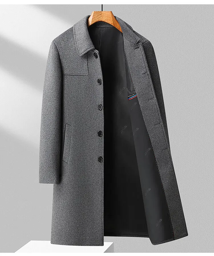 Herren-Wollmäntel für den Alltag 2026 Herbst Winter Business Lange Woll-Windbreaker-Jacken Einfarbiger Warmer Trenchcoat – Detail 10