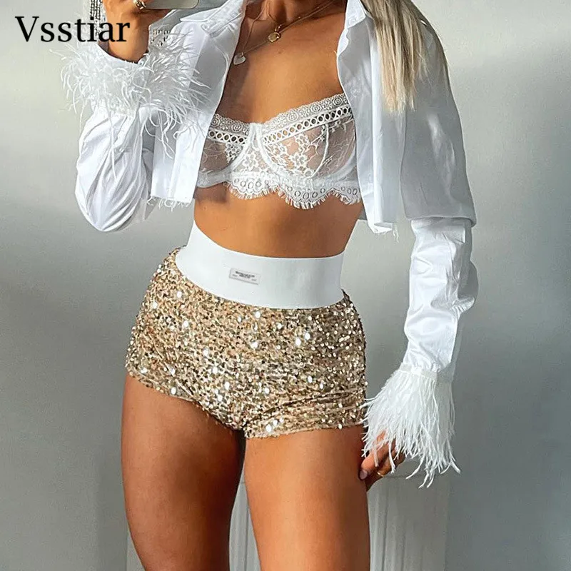 Мини-шорты с высокой талией Vsstiar