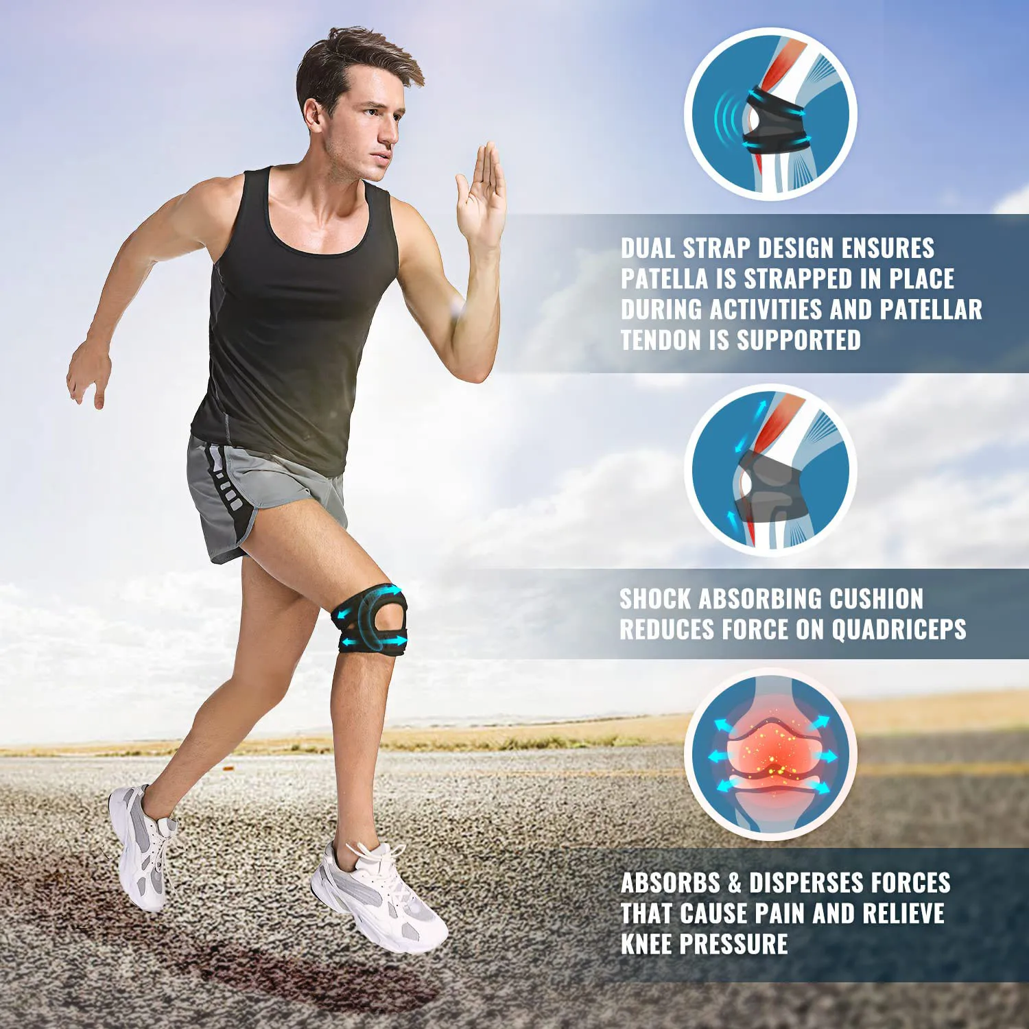 Outdoor Sports Kniebandage, Knie-Kompressionsärmel Unterstützung Für Männer  & Frauen - Kniepolster Für Laufen, Meniskusriss, ACL, Arthritis, Gelenk