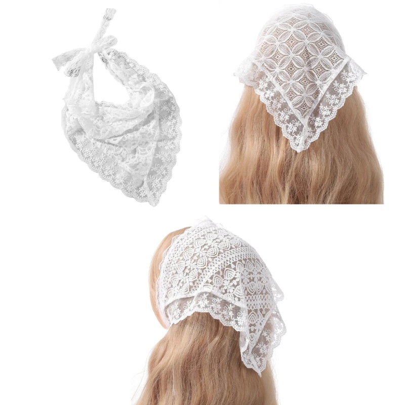 

Breathable Women Sunproof Bandana Lace Headband with Flower Pattern 40JC