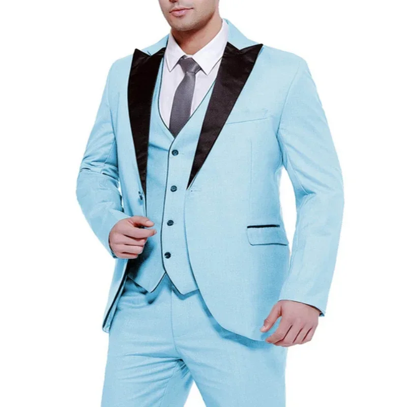 Elegant Champagne Wedding Men Suit Groom Tuxedo Slim Fit Prom Blazer Hombre Casual High Quality 3 Piece Set Costume Homme