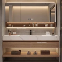 Luxury Rock Plate Bathroom Cabinets Intelligent Mirror Household Wash Up Bathroom Cabinets Open Washbasin Furniture Gabinetti JT 5