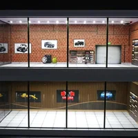 1/64 Diorama Car Garage Model LED Lighting City Car Showroom Scene for Miniatures Vehicles Display Model Assembled Parking Lot 2