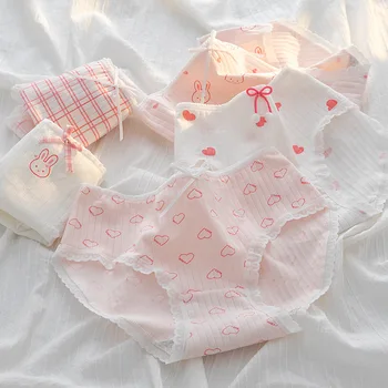 Soft Cotton Delights: 5Pcs/Set Cute Girls Briefs 2