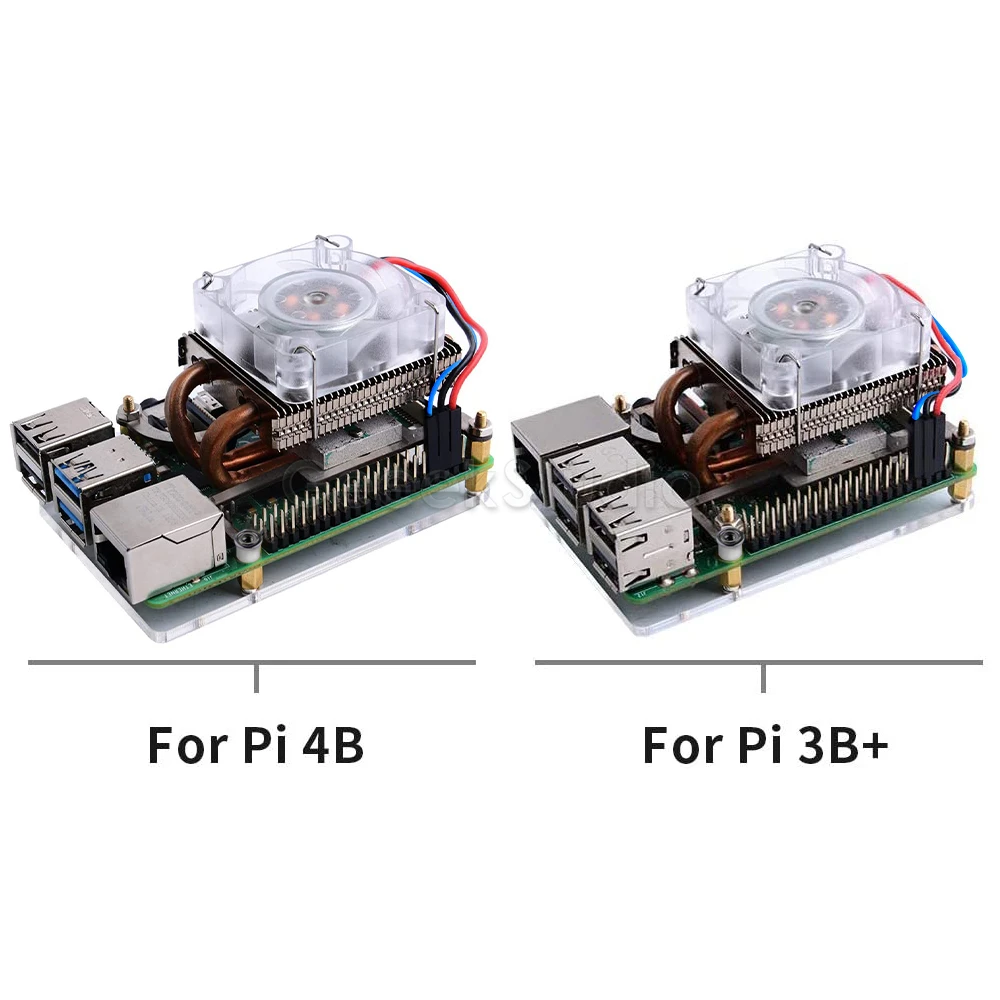 Torre de Gelo de Baixo Perfil Ventilador de Refrigeração Caixa de Metal Cores Rgb em Mudança de Luz Led com Suporte Escudo para Raspberry pi b 3b Mais 3b - Imagem 3