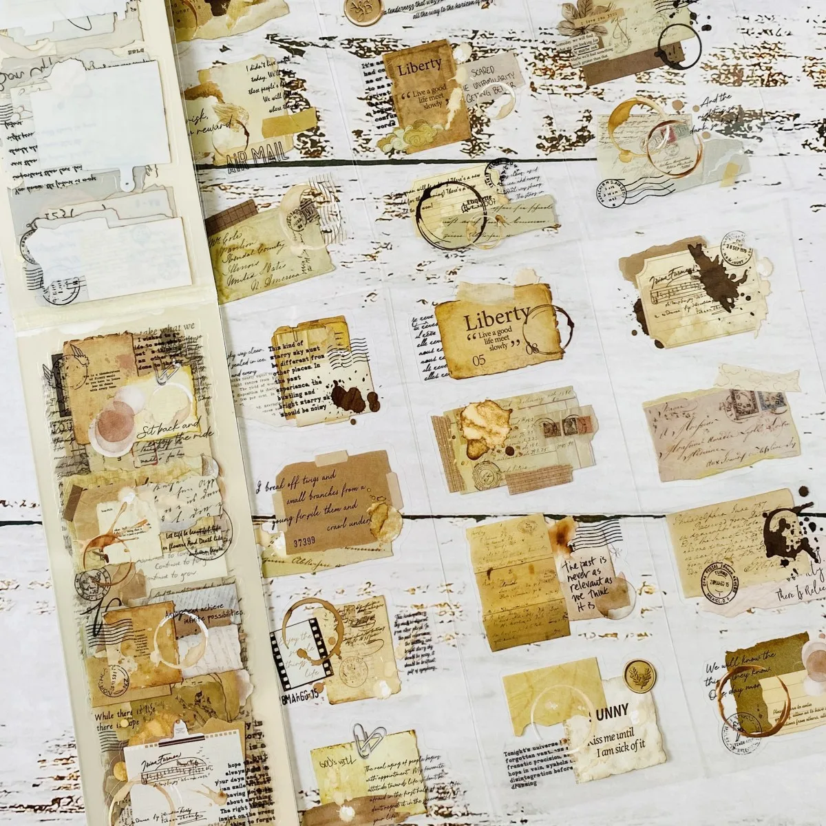 Journamm 20장 PET 저널링 스티커 세트 스크랩북킹 DIY 콜라주 정크 저널 사진 앨범 다이어리 장식 스티커