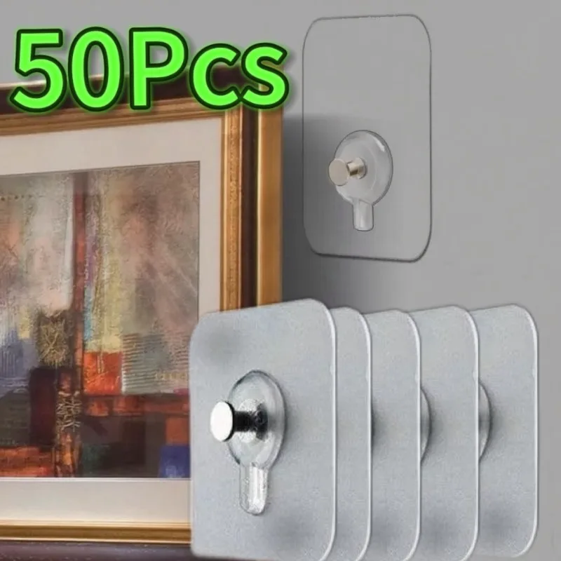 10-100 Strong Adhesive Hooks Picture Frame Holder No Drilling Hooks for Poster Photo Clock Waterproof Self-adhesive Wall Hangers