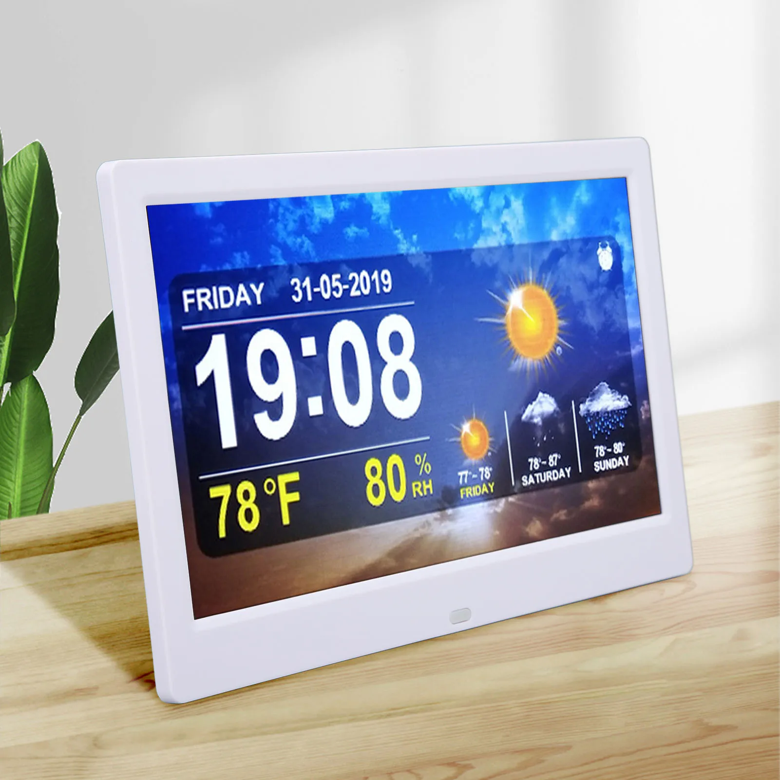 Adjustable Brightness Weather Clock Color Display Alarm Clock 16MB 100-240V for Living Room digital calendar clock