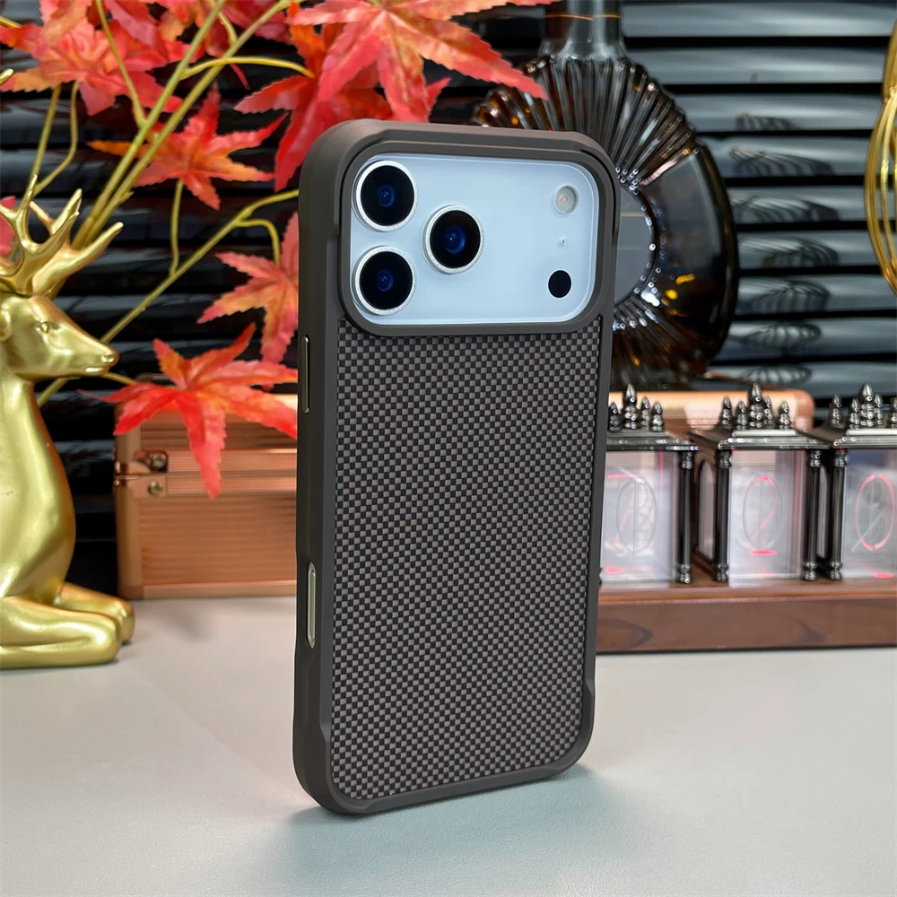 Enhanced Magnetic Carbon Fiber Matte Case with Shockproof Bumper and Frosted Finish