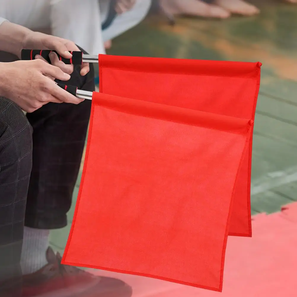 3 Pcs Competition Flag Referee Red Signal Lawn Athletic Flags Stainless Steel Judge's