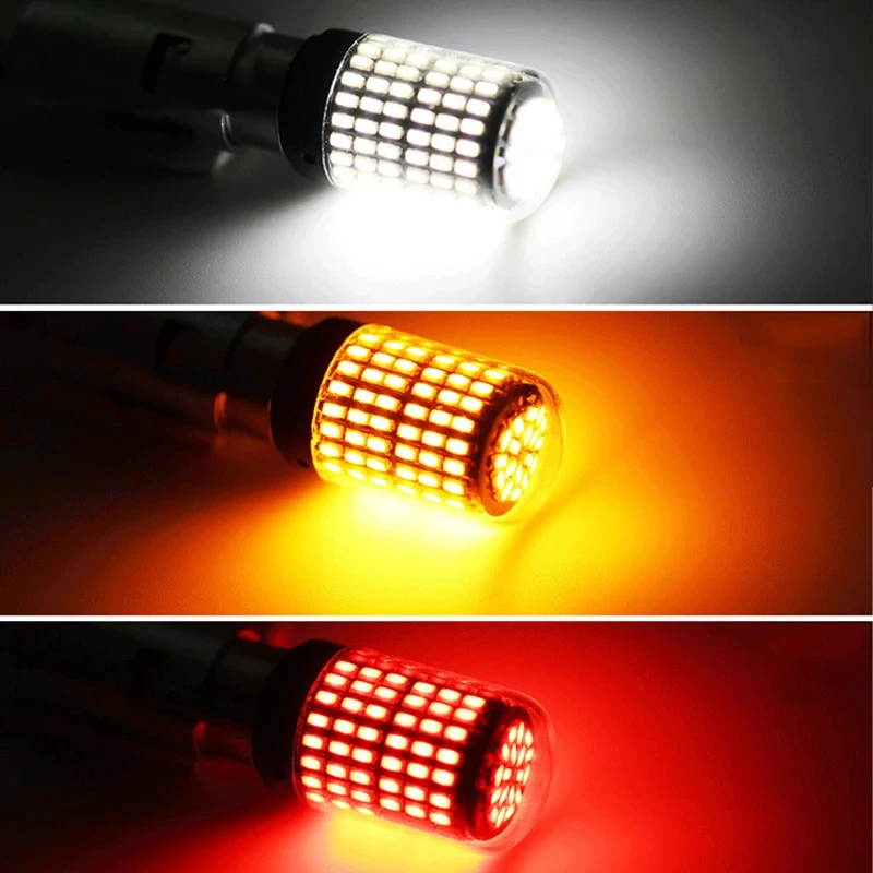1/4 PCS CANBUS 1156 BA15S BAU15S 7443 W21W LED Bulb For Car Tail Brake Parking Turn Signal Light 12V 15W 144SMD White Yellow Red