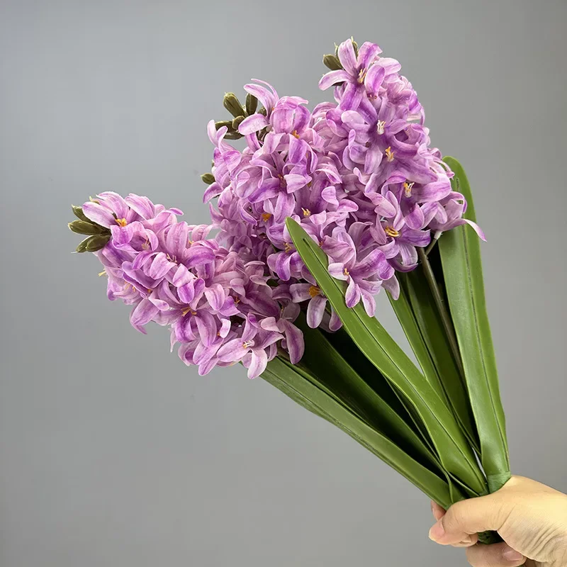 인공 히아신스 리얼 터치 3D 인쇄 가짜 꽃 결혼식 축제 파티 장식 시뮬레이션 꽃 핑크 히아신스, 2 개