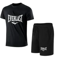 Ensemble 2 pièces T-shirt et short pour homme EVERLAST – Tenue de sport décontractée à manches courtes pour le jogging et la gym, avec imprimé de marque 3