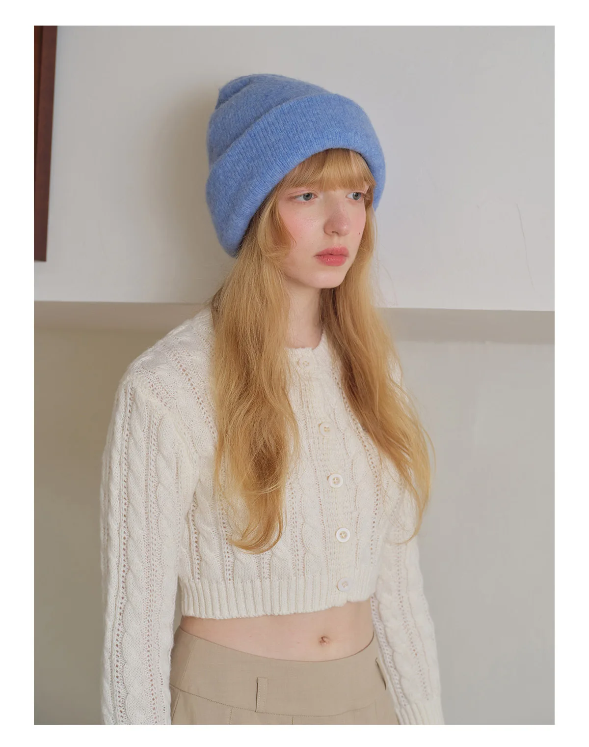 Gorro de lana de piel auténtica para mujer: cálido gorro de invierno con dibujos animados