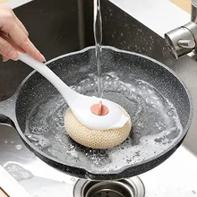 Kitchen Cleaning Nano Steel Wire Ball Brush Pot Artifact Powerful Decontamination Non-stick Pot Long Handle Brush Home Products