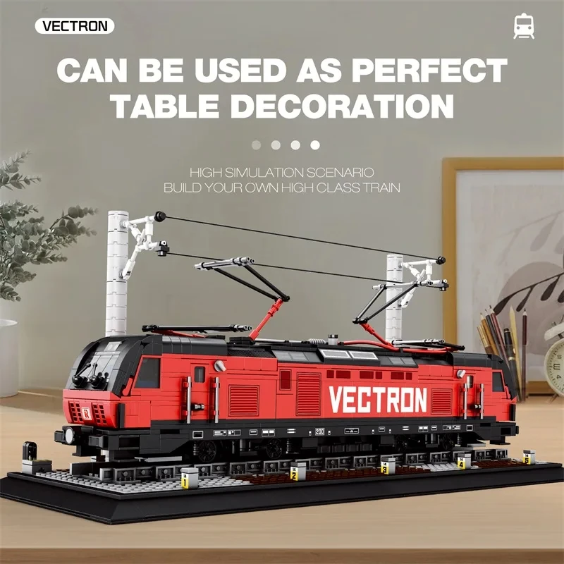 Vectron 승객 열차 빌딩 블록, 도시 운송 열차, 데스크탑 장식 장식품, 어린이 DIY 장난감, 생일 선물, 1889 개