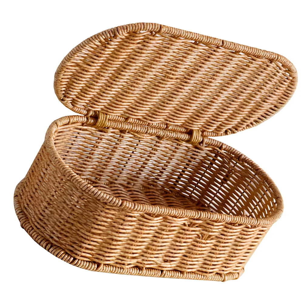 

Rattan Storage Box Woven Desktop Basket Sundries Organizer Bin Holder Countertop Rustic Container Bins