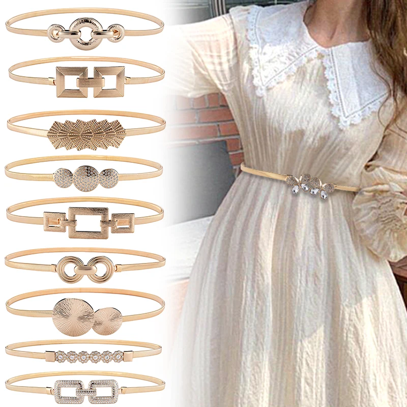 

Flower Leaf Shape Metal Waist Belt For Women Elastic Handmade Clothing Accessories Girl Wedding Skinny Waist Belt Fashion