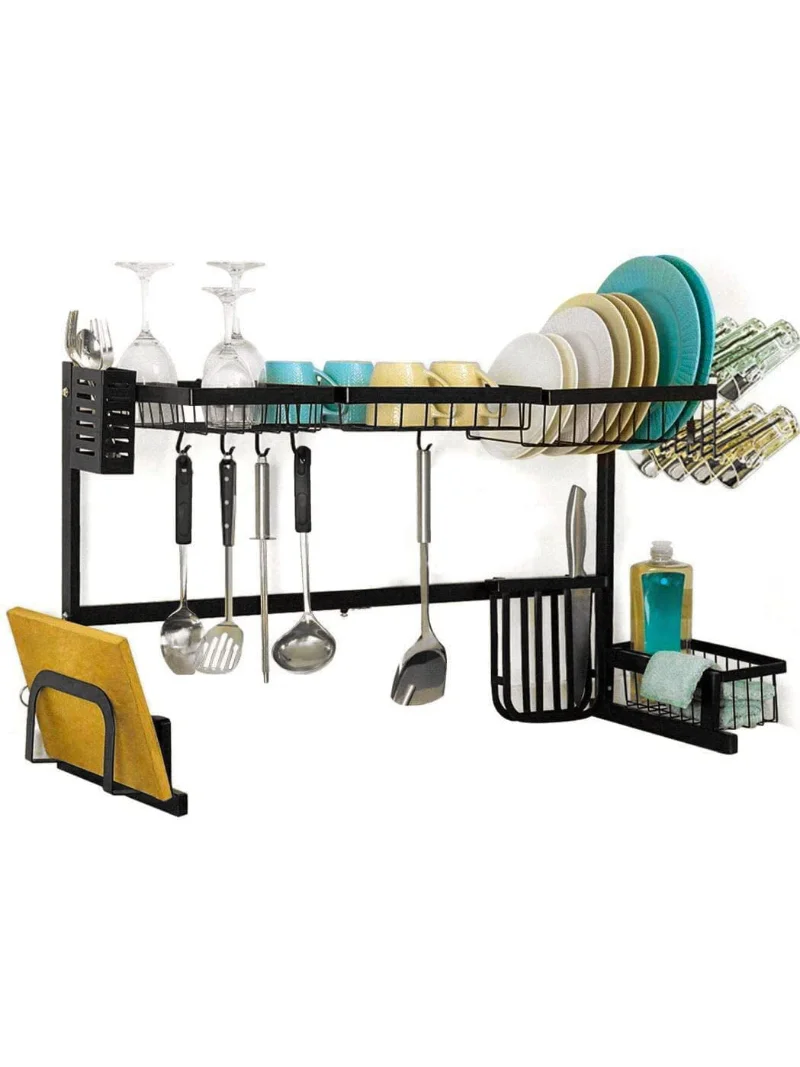 

2-Tier Stainless Steel Over the Sink Dish Rack (Large, Black)