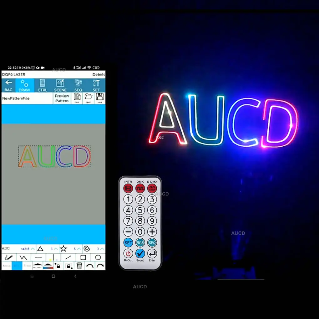 프로 RGB 다채로운 레이저 애니메이션 프로젝터 조명, 휴대폰 블루투스 앱 편집, 원격 디스코 DMX DJ 파티 쇼 무대 조명, 0.5W-2W