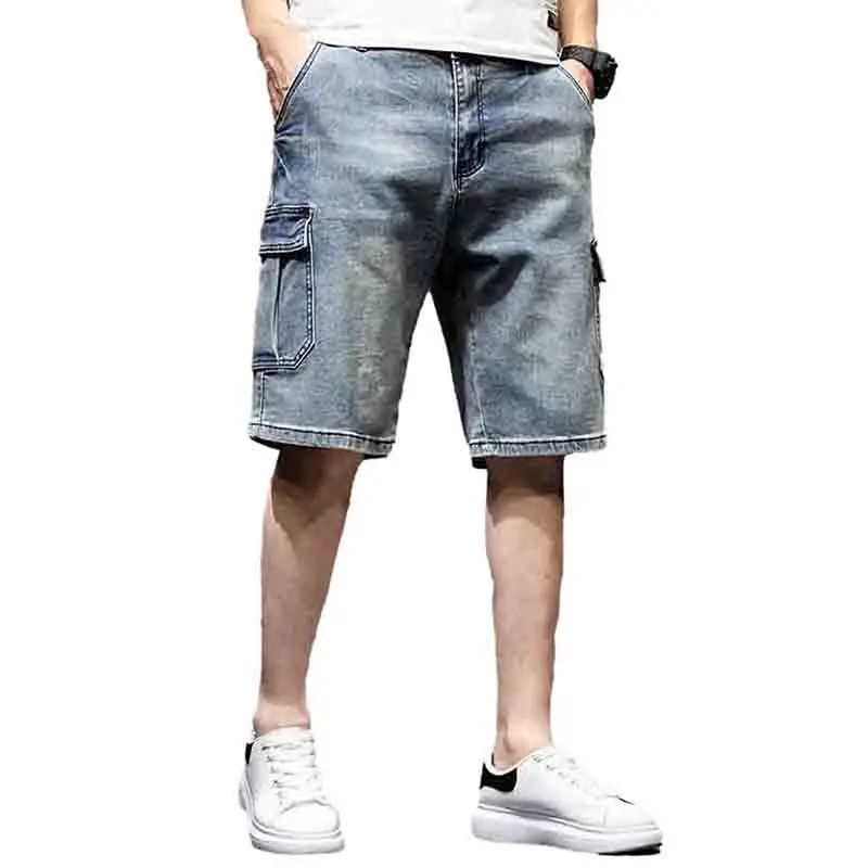 

Idopy New Mens Cargo Jeans Shorts Summer Stretchy Comfy Vintage Washed Plus Size 30-44 Denim Shorts Male Jean Shorts For Men