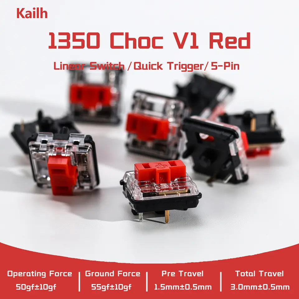 Kailh 1350 Choc V1 Red Switch Hitbox Controller Linear Creamy Low Profile Switches For RGB DIY Gaming Mechanical Keyboard Hitbox image 1