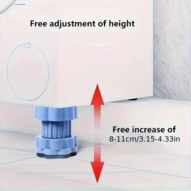 4pcs Universal Adjustable Height Washing Machine Foot Pads Anti Vibration Refrigerator Base Fixed Non-Slip Pad Support Stands