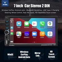 ESSGOO Autoradio Universel Double 2 DIN 7 Pouces Écran Tactile HD CarPlay Sans Fil Android Auto Bluetooth 5.0 USB AUX TF Égaliseur Mirror Link Commande Volant Type C SD Lecteur MP5 2