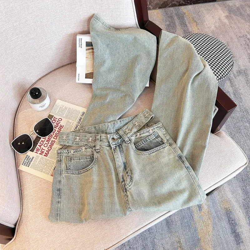 

Perforated Jeans For Women'S Summer New Spicy Girls Design Sense Hollow Out Waist Straight Barrel Narrow Version Slim Wide Leg T