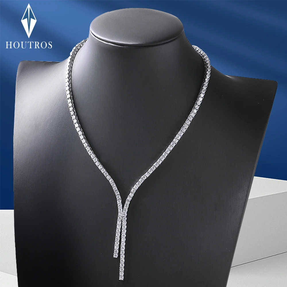 D 컬러 풀 모이사나이트 여성용 테니스 목걸이, GRA 925 실버 도금, 18k 화이트 골드 태슬 쥬얼리, 3mm D 컬러 풀 모이사나이트 여성용 테니스 목걸이, GRA 925 실버 도금, 18k 화이트 골드 태슬 쥬얼리, 3mm