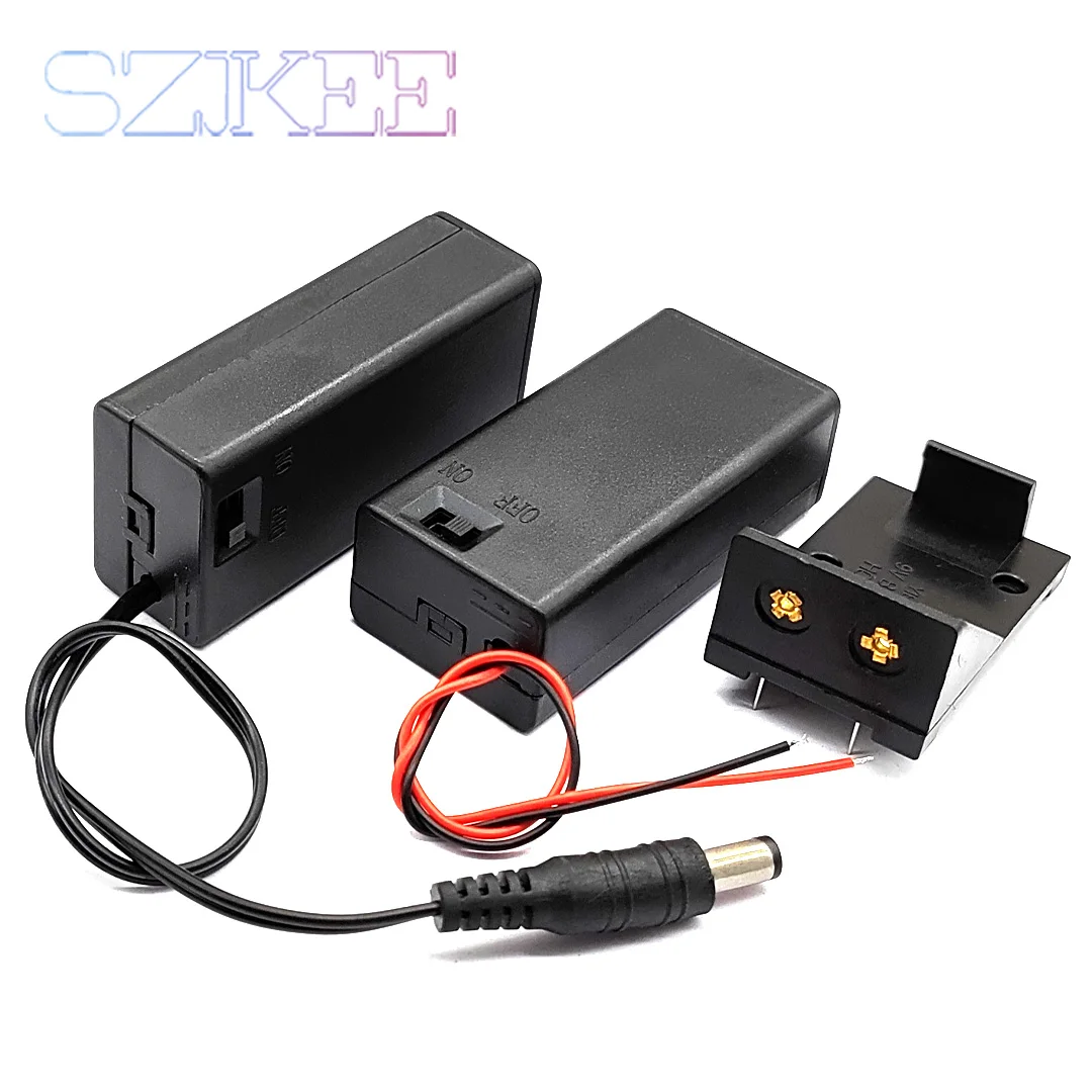 Battery Holder 9V Battery Holder 9V Battery Box With Cover And ON/OFF Switch With Cable And DC Head DIY Case