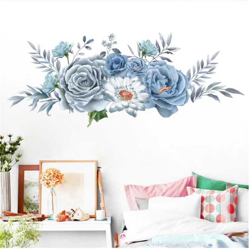 1Pcs Peony Flowers Rich Flower Group Wall Stickers For LivingRoom Sofa Self-Adhesive Painting Home Decoration Wall Decal 30*90CM