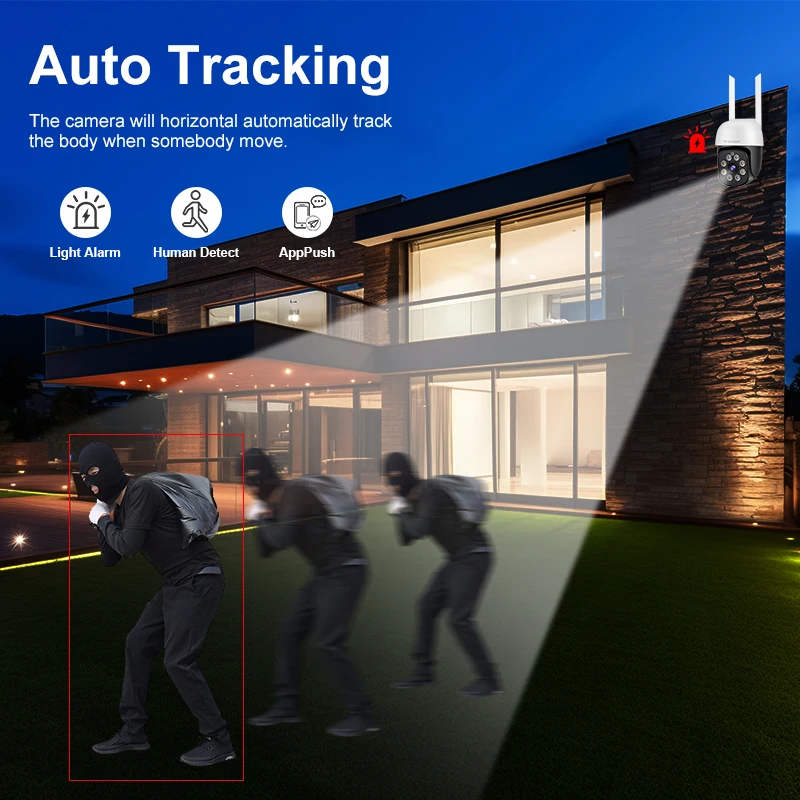 Vstarcam-Caméra de surveillance PTZ IP WiFi HD 1080p, dispositif de sécurité sans fil, avec IA, détection humaine et suivi automatique