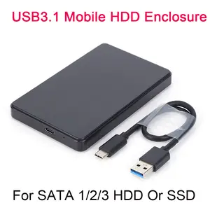 USB3.0/Type C 2.5'' Hard Drive Enclosure Black Mobile HDD Box USB3