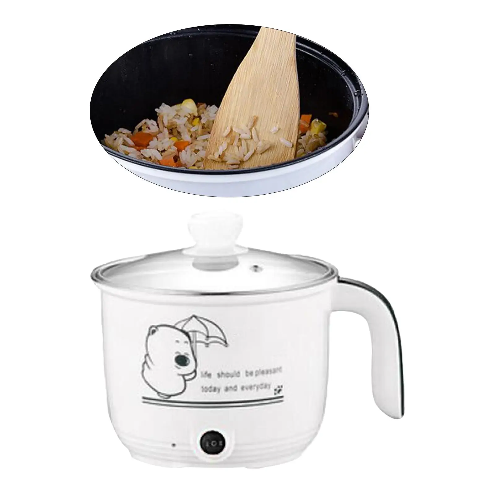 Electric Cooking Pot Nonstick 1.8L Stainless Steel Multifunctional 2 Gear Electric Skillet for Noodles Ramen Porridge Eggs 4