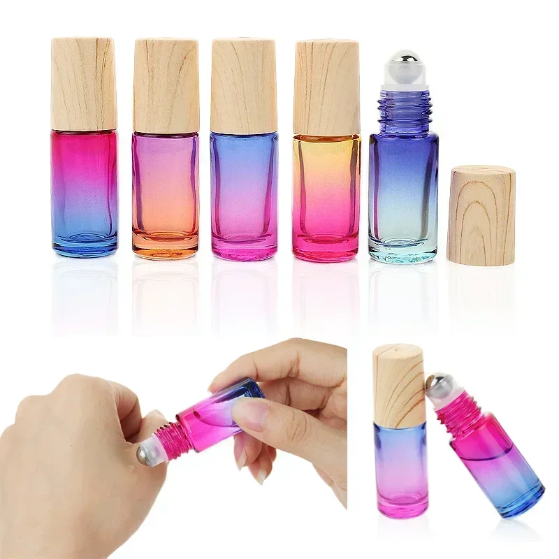 5/10/20/30/50pcs 5ml Thick Glass Roll On Bottles Gradient Color Empty Bottle Roller Ball Bottle For Essential Oil Travel Kit умная лампочка xiaomi mi smart led bulb essential white and color