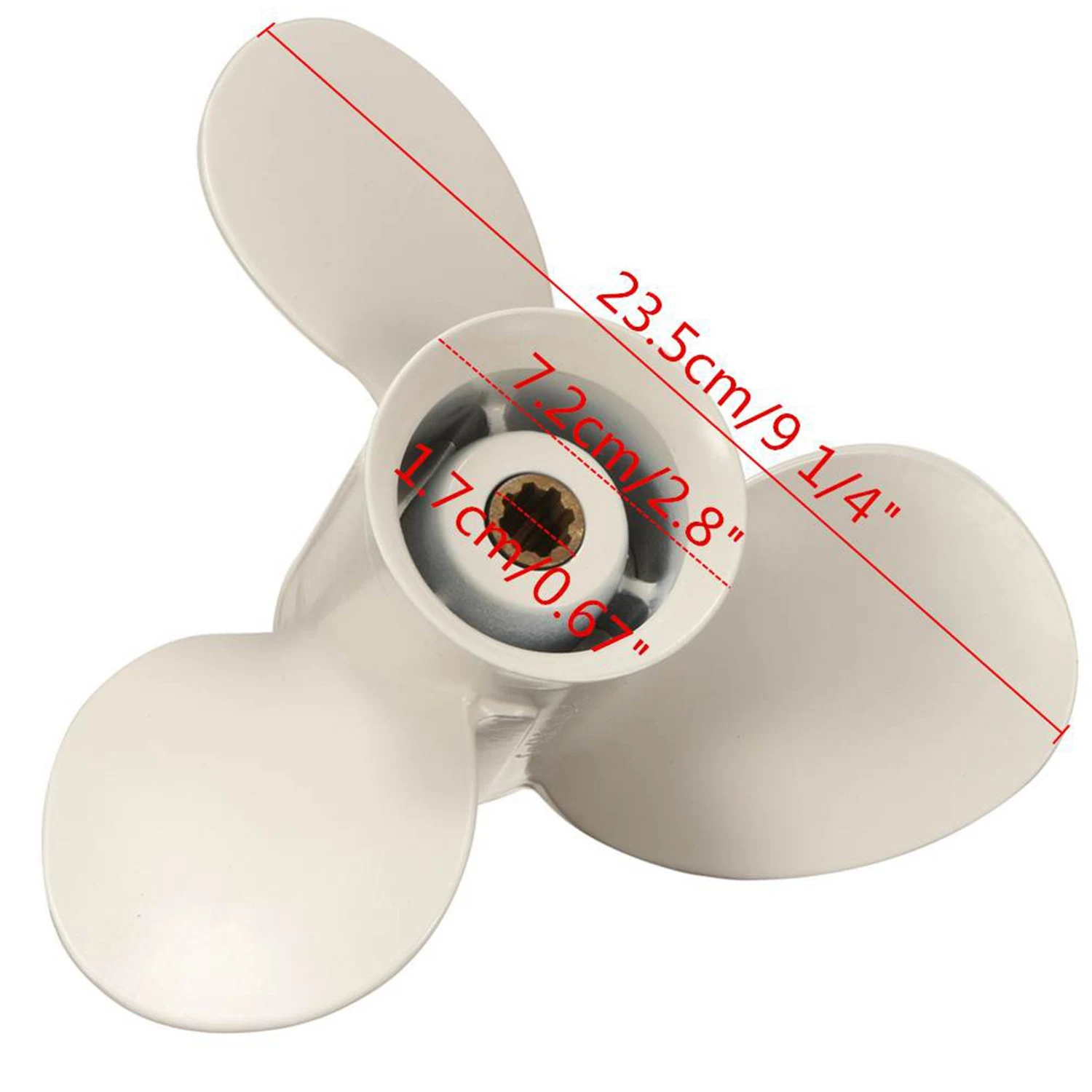 for Yamaha 9.9-15HP 63V-45945-10-EL 9-1/4 x 9 Aluminum Alloy Marine Outboard Propeller 8 Spline Tooth 3 Blades