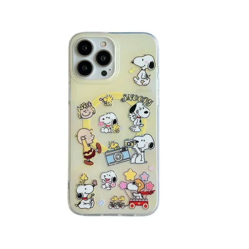 thumbnail image 1 of Bonita funda magnética con dibujos animados de Snoopy y Charlie Brown con carga inalámbrica Magsafe para iPhone 15, 14, 13, 12 y 11 Pro Max, 1 of 5