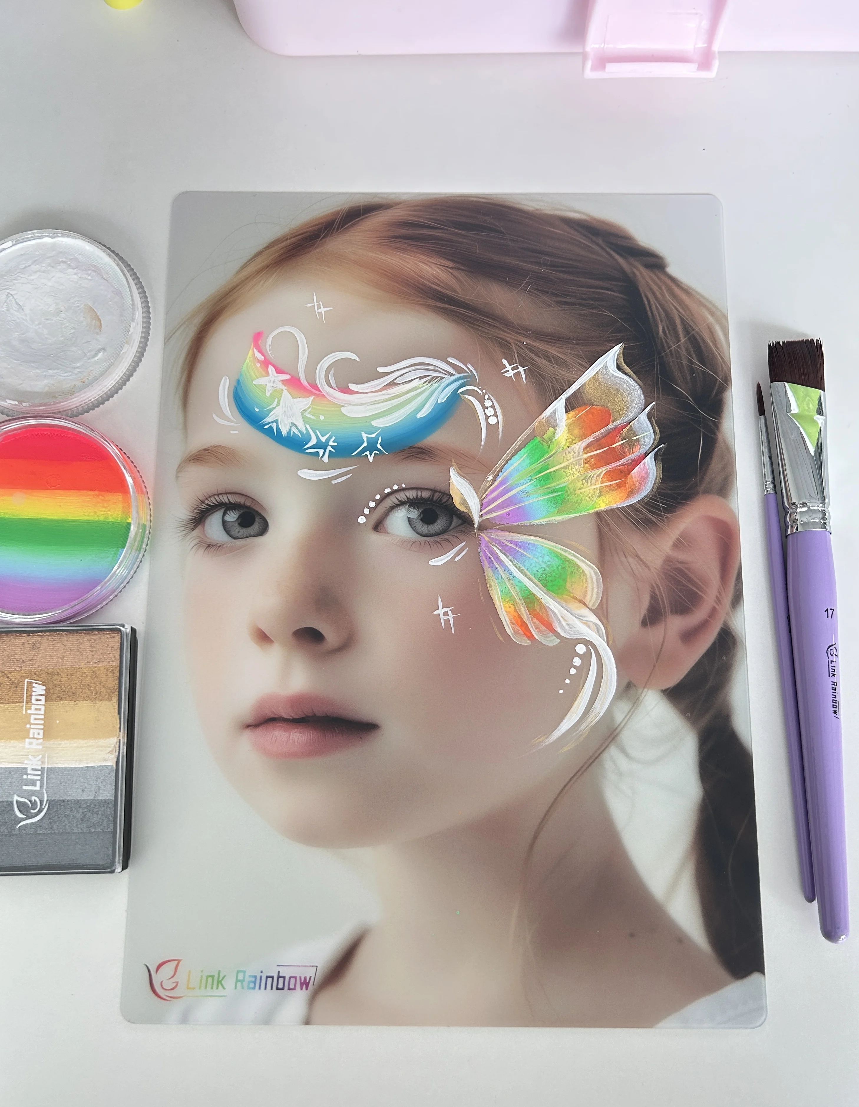 Children Facial Painting Real Person White Background Practice Board  Repeatedly Rinsed Frosted Version 5