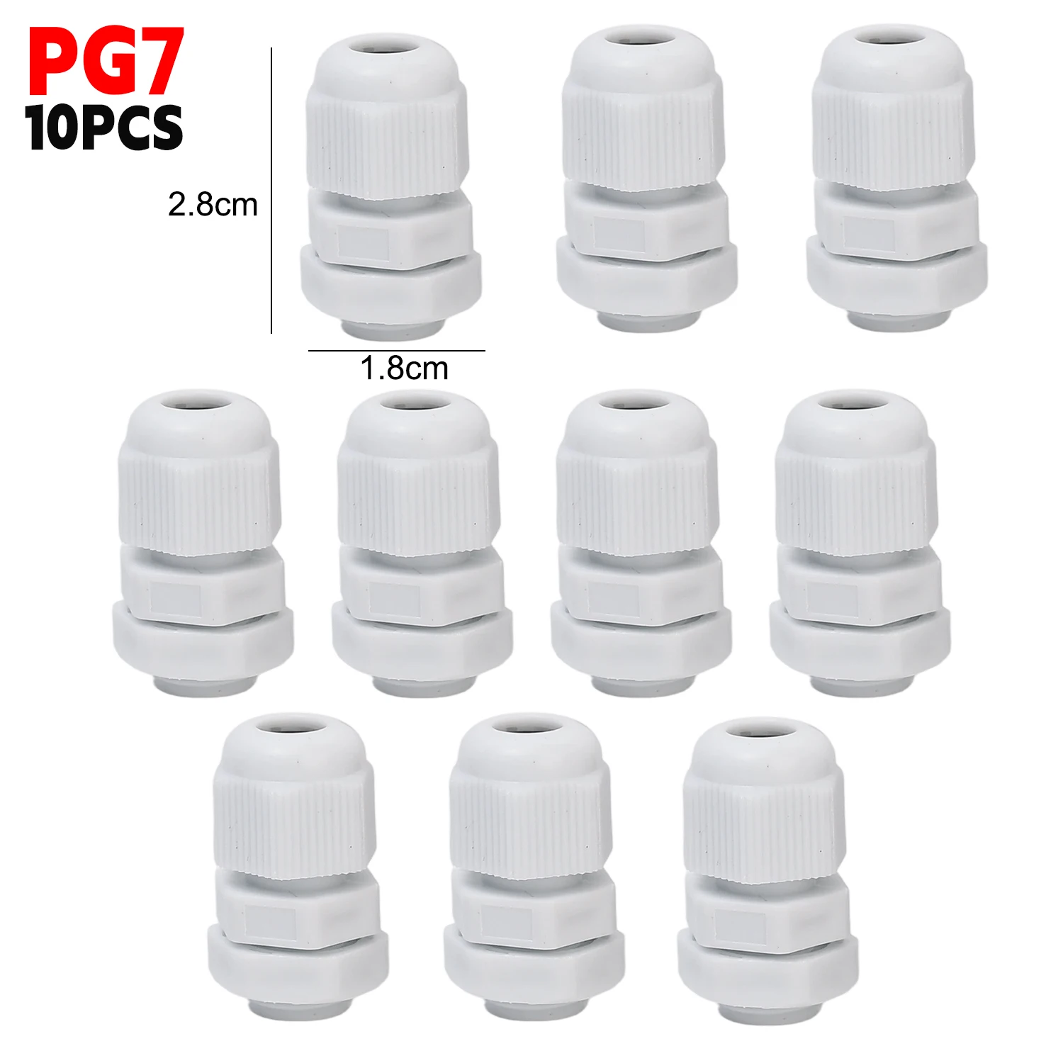 Waterproof Nylon Cable Gland Connector with Adjustable Locknut and Strain Relief Joint, IP68 Rated