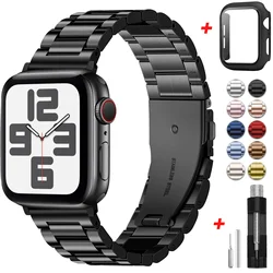 Sleek Metal Watch Band with Protective Case - Series 654 se 44mm (Black 04)