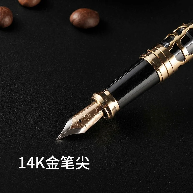 HERO fountain pen 760 pure black Liya gold ring Daming iridium