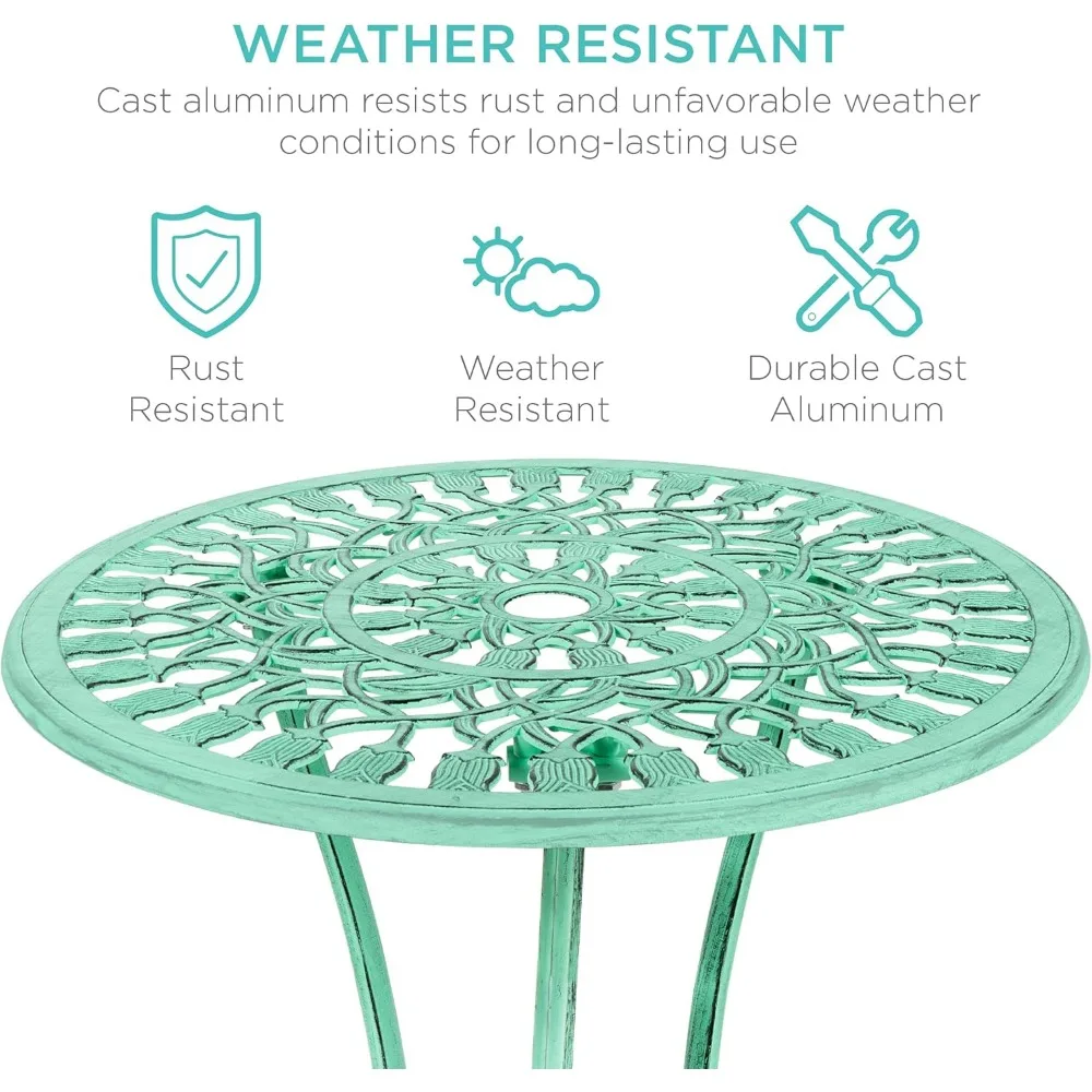 3-Piece Outdoor Rust-Resistant Cast Aluminum Patio Bistro Set 3