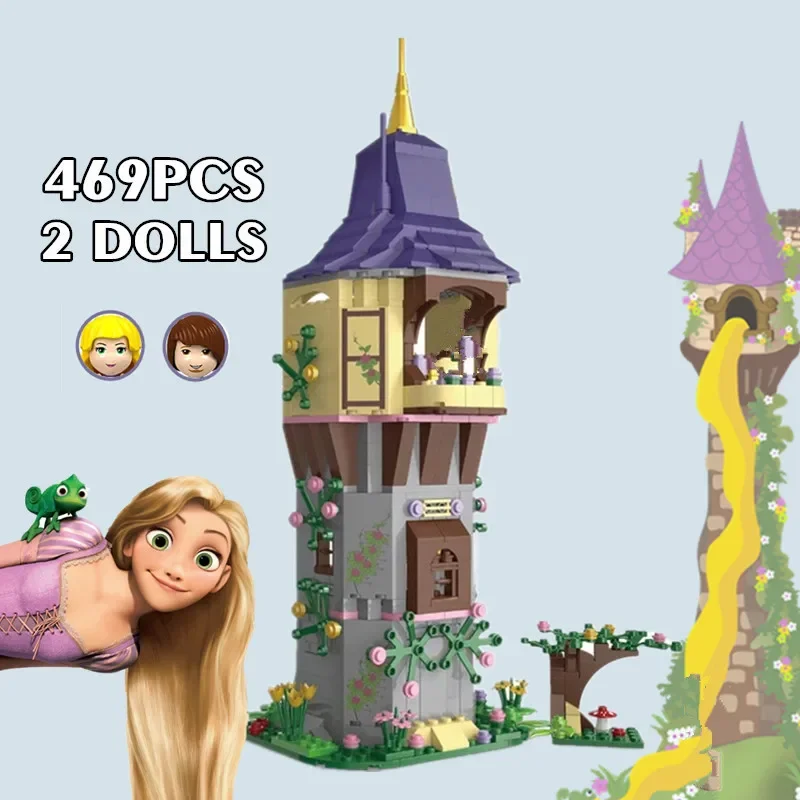 469Pcs Princess Castle Rapunzel Tower Aggrovigliato Amici Building Blocks Mattoni Giocattolo Di Compleanno Per Bambini Regalo Kid Girls