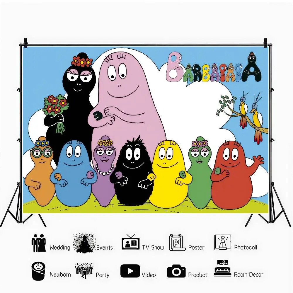 Barbapapa Cartoon Birthday Party Photo Backdrop