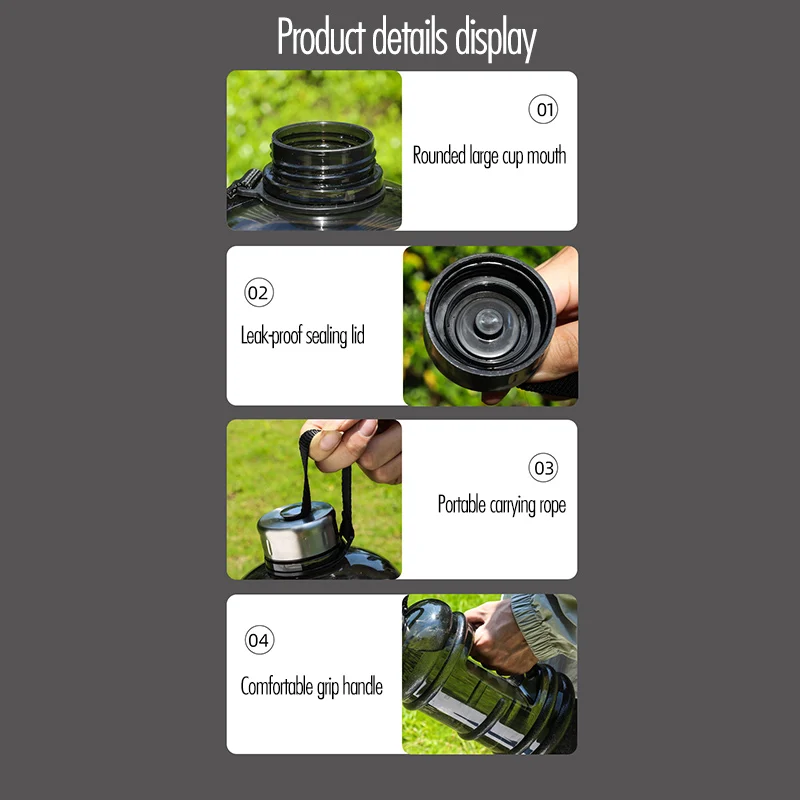 Water Bottle Sports Water Bottle Sports Bottle 2L Large Capacity Water Bottle Sports Fitness Training Beverage Bottle Handle Outdoor Sports Drinking
