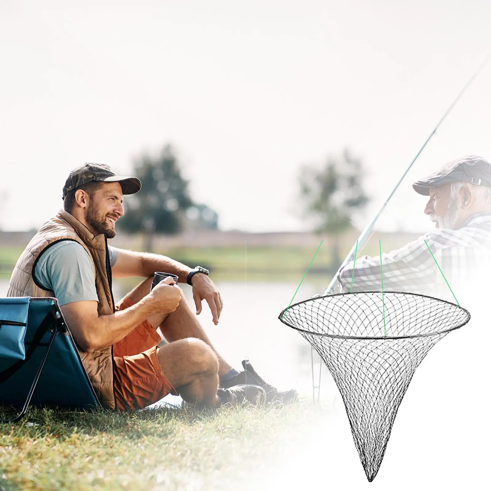 Description Picture 2 of itemCasting Net For Bait Fish Crab Cages With Large Mesh Round Shrimp Nets Bait Trap Fish Cast Nets For Fishing Quick Drying Heavy