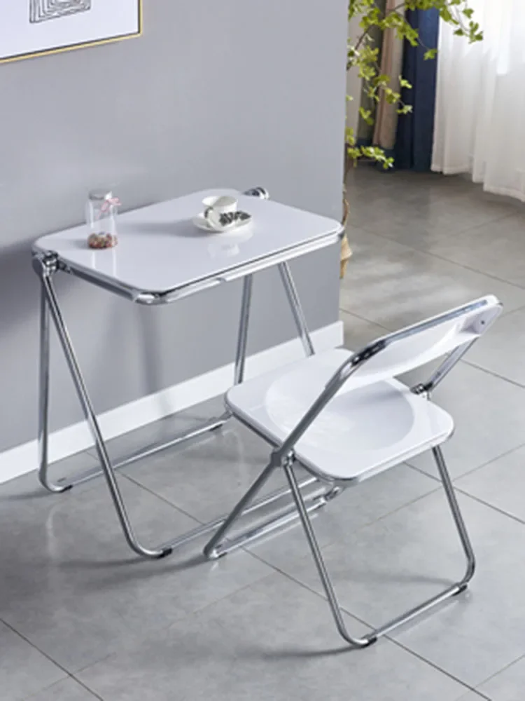 Dining chair. Modern simple household business chair, transparent chair, acrylic folding clothing store photo stool, leis