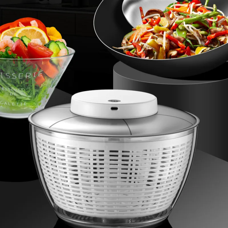 Automatic Electric Salad Spinner Food Strainers Salad Dehydrator Dryer Bowl  Multifunctional Vegetable Washer Drain Basket - AliExpress